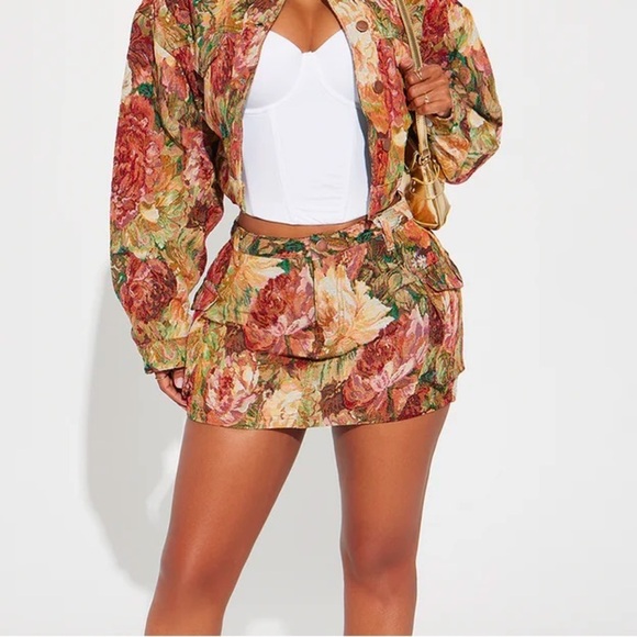 Fashion Nova Tea Time Jacquard Mini Skirt - Picture 1 of 4